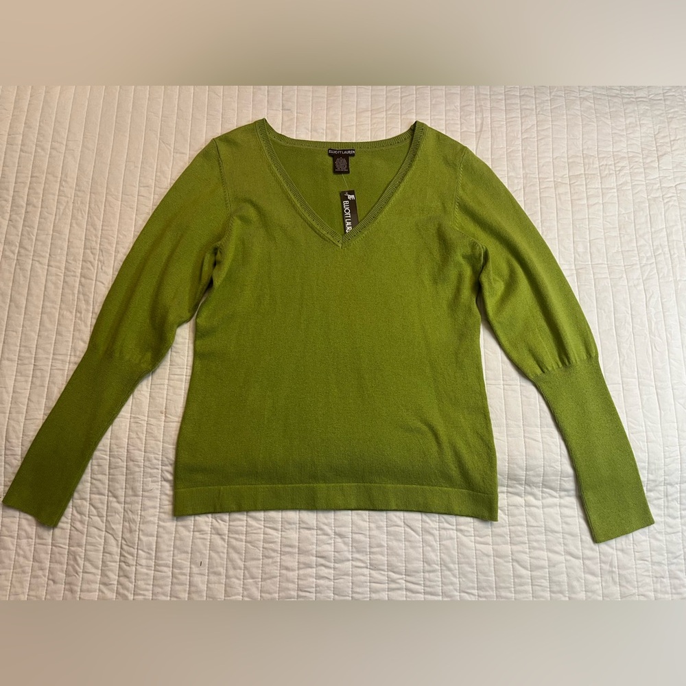 Elliot Lauren Green Silk & Cashmere Blend Sweater NWT